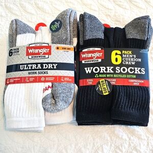 Wrangler Men's Work Crew Socks 12-Pack - Black, White,